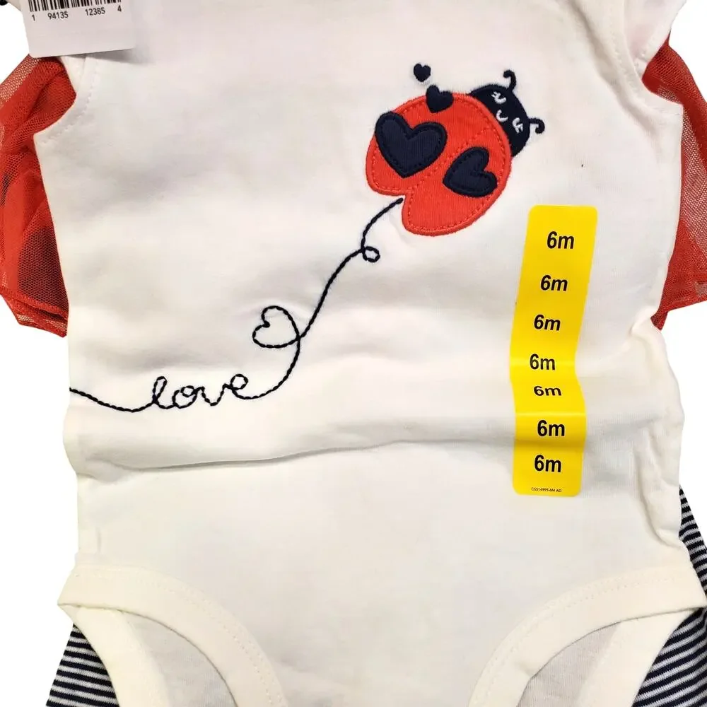 Carters Baby Girls Ladybug 4 Piece Outfit Set Size 6 Months Cotton NEW
